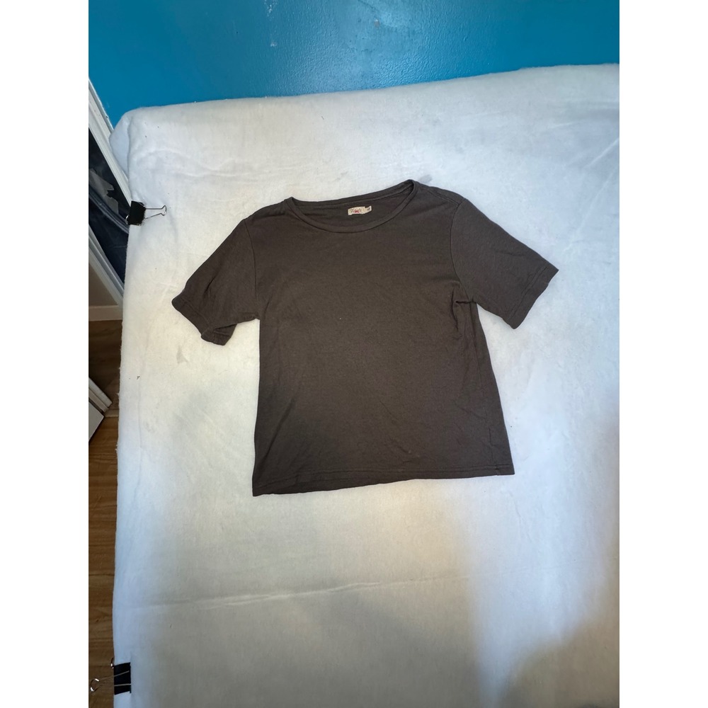 Faherty Womens Short Sleeve Crew Neck T-Shirt Charcoal Grey Heather Size M